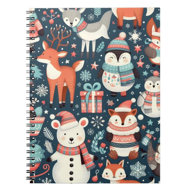 Caderno Espiral Notebook de animais de inverno (Frente)