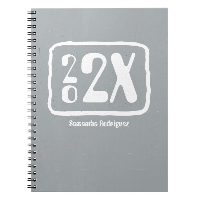 Caderno Espiral Notebook de ano de classe funky de Cinza prateada (Frente)