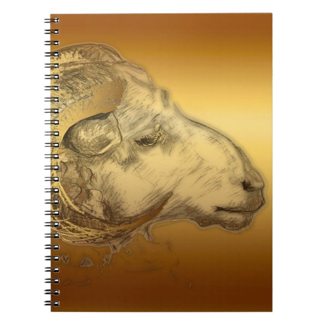 Caderno Espiral Notebook de ano-ouro chinês Zodiac Aries (Frente)