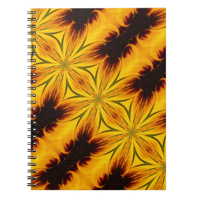 Caderno Espiral Notebook De Arte Abstrato Amarelo E Castanho (Frente)