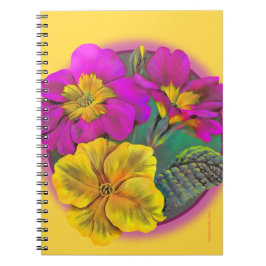 Caderno Espiral Notebook de arte amarelo-rosa primrose