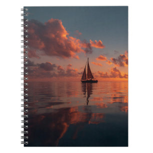 Caderno Espiral Notebook de arte com reflexo no oceano solar em ve