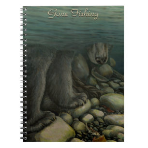 Caderno Espiral Notebook de Arte com Urso Personalizado de Pesca