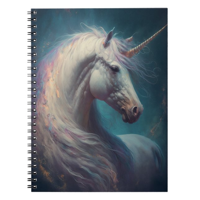 Caderno Espiral Notebook de arte de fantasia do Unicorn (Frente)