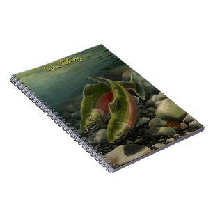 Caderno Espiral Notebook de Arte de Salmão de Coho Personalizado 