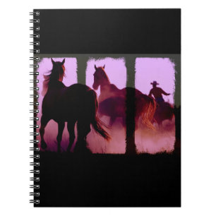 Caderno Espiral Notebook de Arte Digital Triptych Cavalo Selvagem