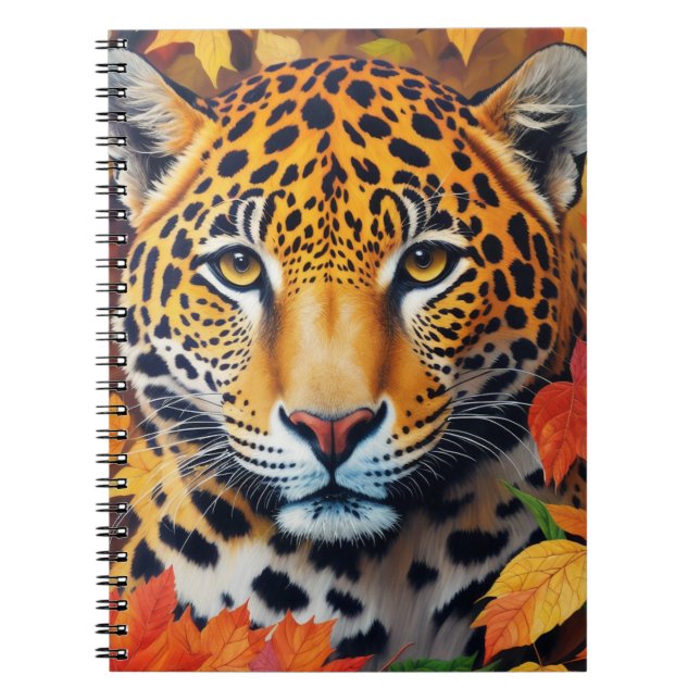Caderno Espiral Notebook de arte felina Jaguar Autumn (Frente)