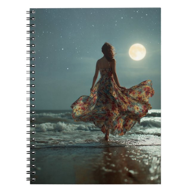Caderno Espiral Notebook de arte noturna de sonho monocelular (Frente)