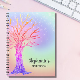 Caderno Espiral Notebook de Árvore Arco-Íris Cuta Personalizado