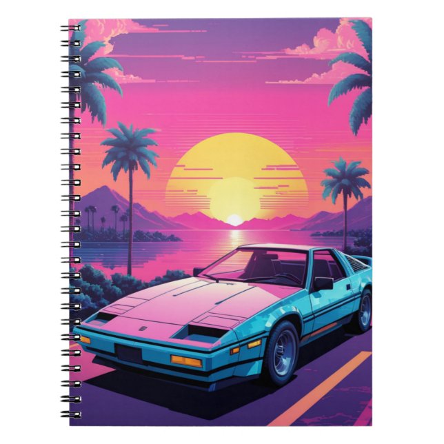 Caderno Espiral Notebook de automóveis retrorreflectores, com vapo (Frente)