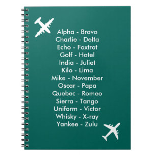 Caderno Espiral Notebook de avião alfabético alfabético azul de av