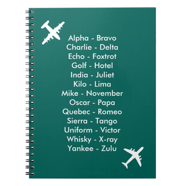 Caderno Espiral Notebook de avião alfabético alfabético azul de av (Frente)