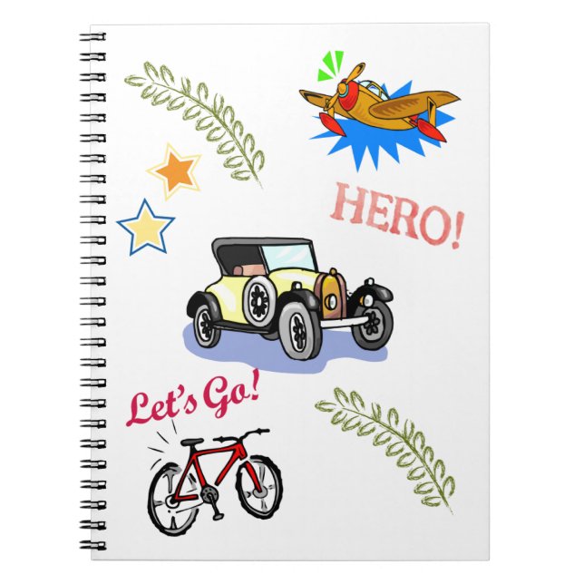 Caderno Espiral Notebook de avião biciclo-herói (Frente)