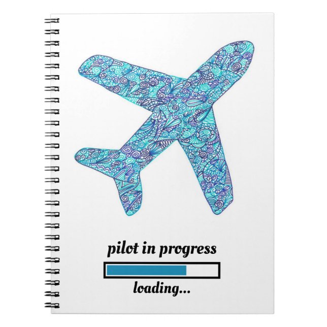 Caderno Espiral Notebook de avião "Pilot in Progress" (Frente)