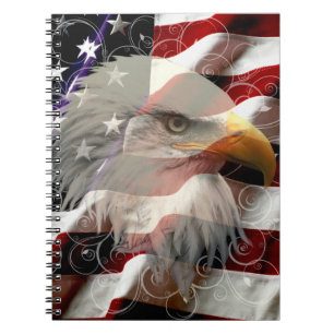 Caderno Espiral Notebook de bandeira da águia americana