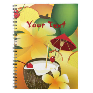 Caderno Espiral Notebook de Bar de Tiki do Partido Havaiano Luau