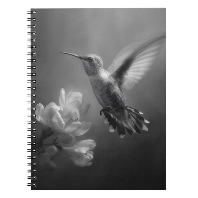 Caderno Espiral Notebook de beija-flor na Flor de Voo (Frente)