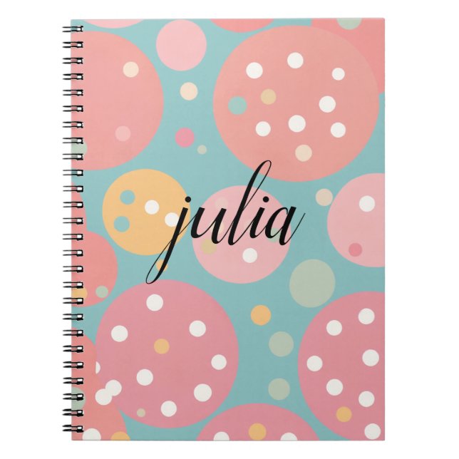 Caderno Espiral Notebook de Bolinhas Kawaii Pastel (Frente)