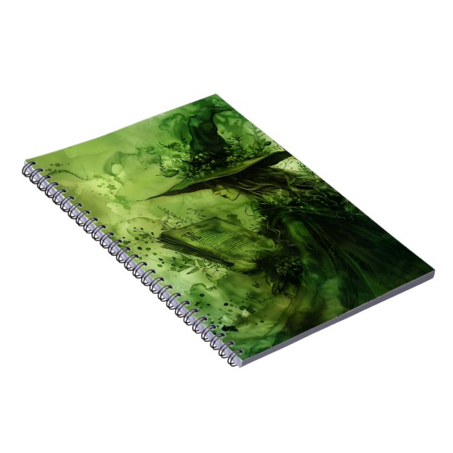 Caderno Espiral Notebook de bruxa verde (Lado Direito)
