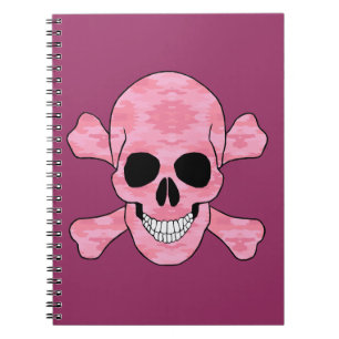 Caderno Espiral Notebook De Camuflagem Rosa Crânio E Crossbones