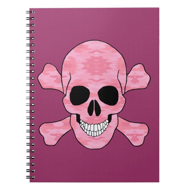 Caderno Espiral Notebook De Camuflagem Rosa Crânio E Crossbones (Frente)