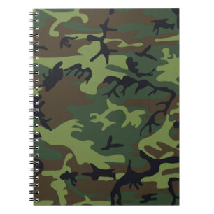 Caderno Espiral Notebook de Camuflagem Verde Militar Woodland