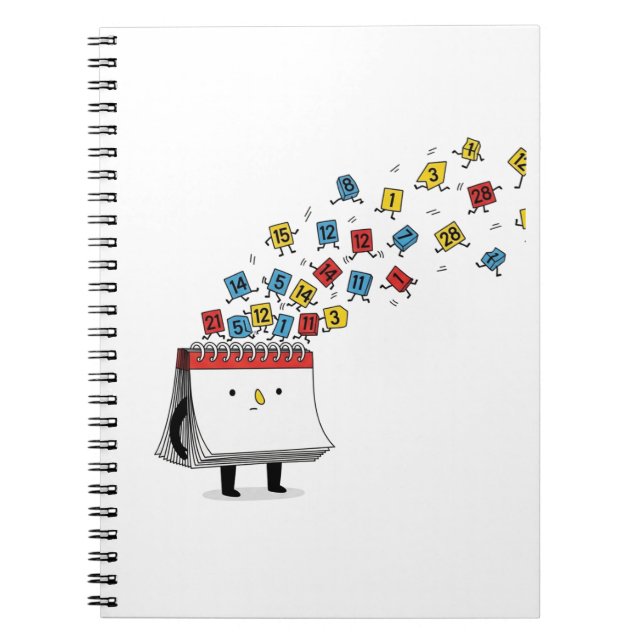 Caderno Espiral Notebook de Cartoon de Calendário Engraçado - Esca (Frente)