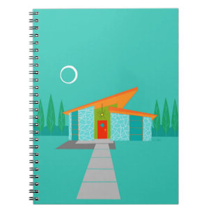 Caderno Espiral Notebook de Cartoon House na Era do Espaço