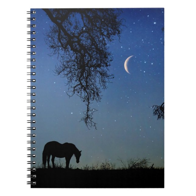 Caderno Espiral Notebook de carvalho e lua (Frente)