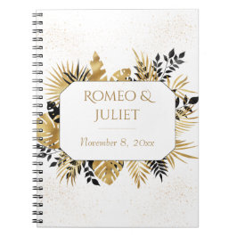Caderno Espiral Notebook De Casamento Com Lâmpadas Florais Pretas