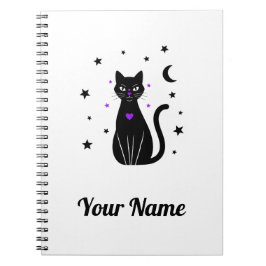 Caderno Espiral Notebook de Cat Preta Personalizado