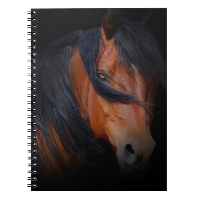 Caderno Espiral Notebook de cavalo, linda Cabeça de Cavalo de Baía (Frente)