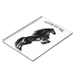 Caderno Espiral Notebook de Cavalo Preto em Direita com Texto Pers
