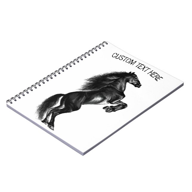Caderno Espiral Notebook de Cavalo Preto em Direita com Texto Pers (Left Side)