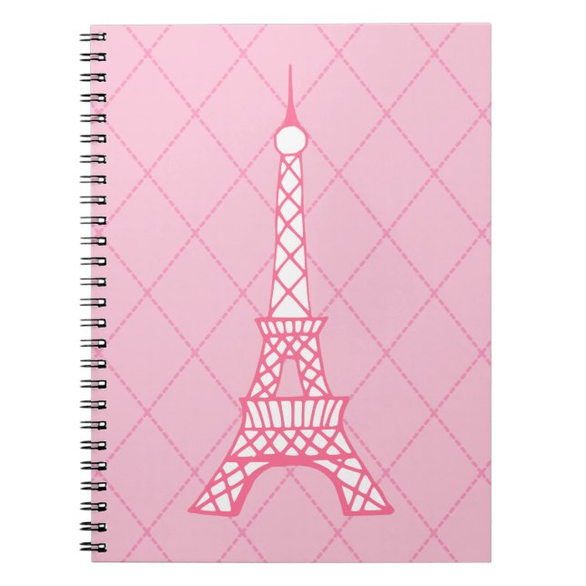 Caderno Espiral Notebook de classe estudante em torre Eiffel, cor- (Frente)