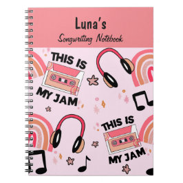 Caderno Espiral Notebook de compositora de moças rosa divertidas