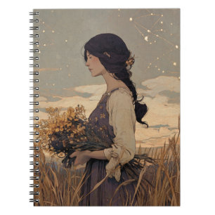 Caderno Espiral Notebook de Constelação de Virgem
