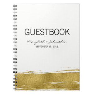 Caderno Espiral Notebook de convidado de casamento Dourado moderno