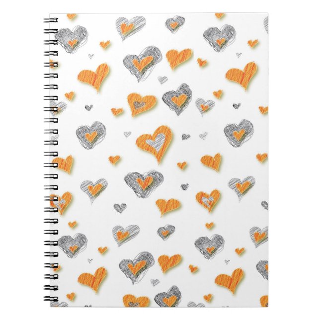 Caderno Espiral Notebook de Corações de Arte Lápis (Frente)