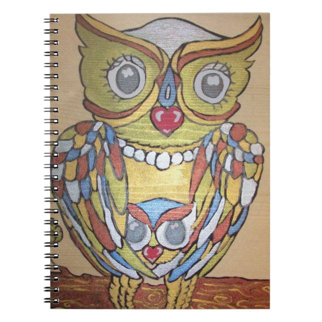 Caderno Espiral Notebook de Coruja Metálico (Frente)