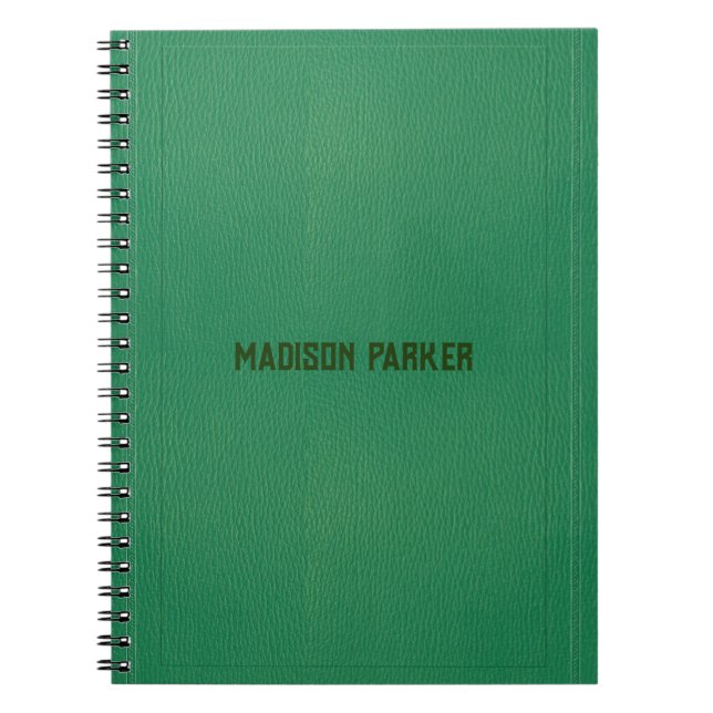 Caderno Espiral Notebook de couro verde simples (Frente)