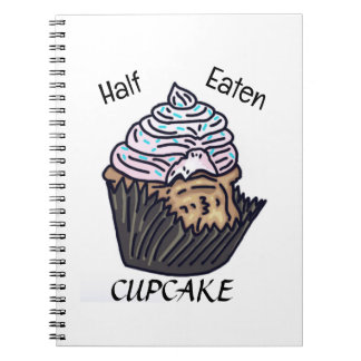 Caderno Espiral Notebook de cupcake comido pela metade