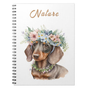 Caderno Espiral Notebook De Dachshund Floral Cão Espiral Bonito