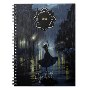Caderno Espiral Notebook de dança de chuva da meia-noite