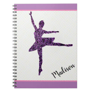 Caderno Espiral Notebook de Dançarina Sparkle Personalizado de Pon