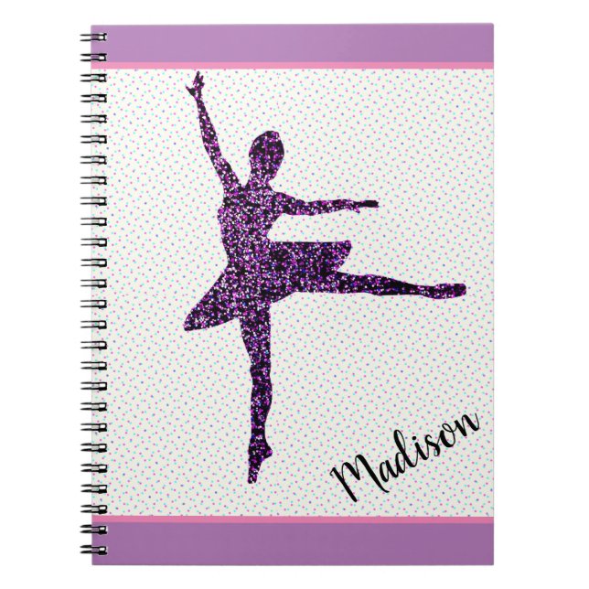 Caderno Espiral Notebook de Dançarina Sparkle Personalizado de Pon (Frente)