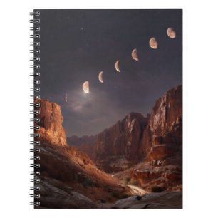 Caderno Espiral Notebook de Deserto por Fases Lunares