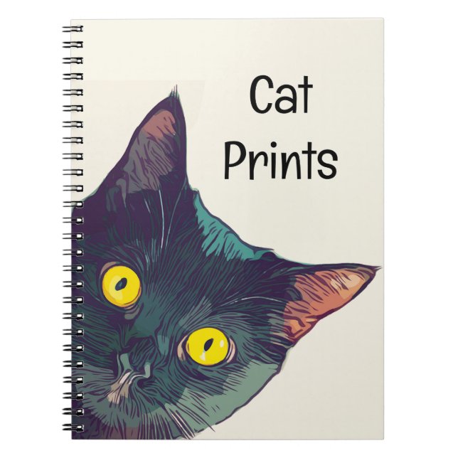 Caderno Espiral Notebook de Design de Gato de Pico Bonito (Frente)