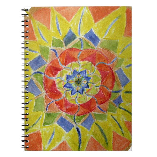 Caderno Espiral Notebook de detalhes florais com Abstrato de aquar (Frente)