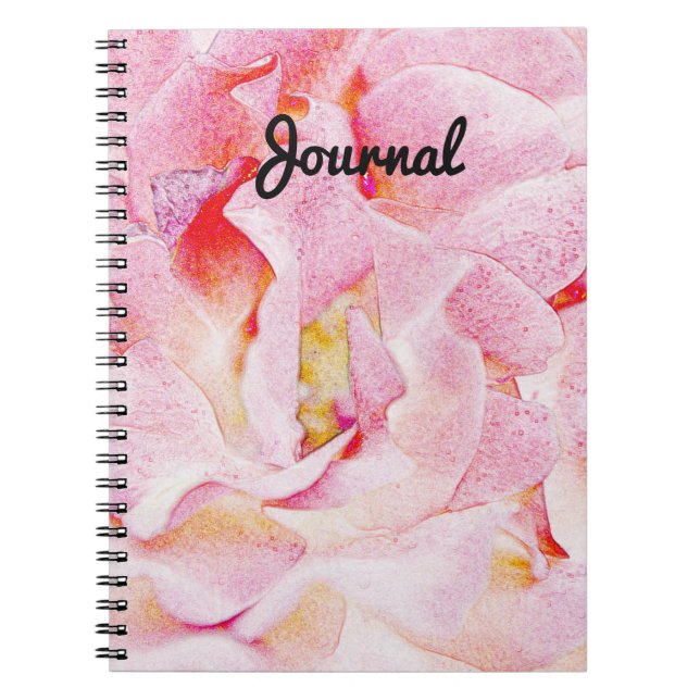 Caderno Espiral Notebook de Diário de Abstrato de Pétalas Rosa Ros (Frente)